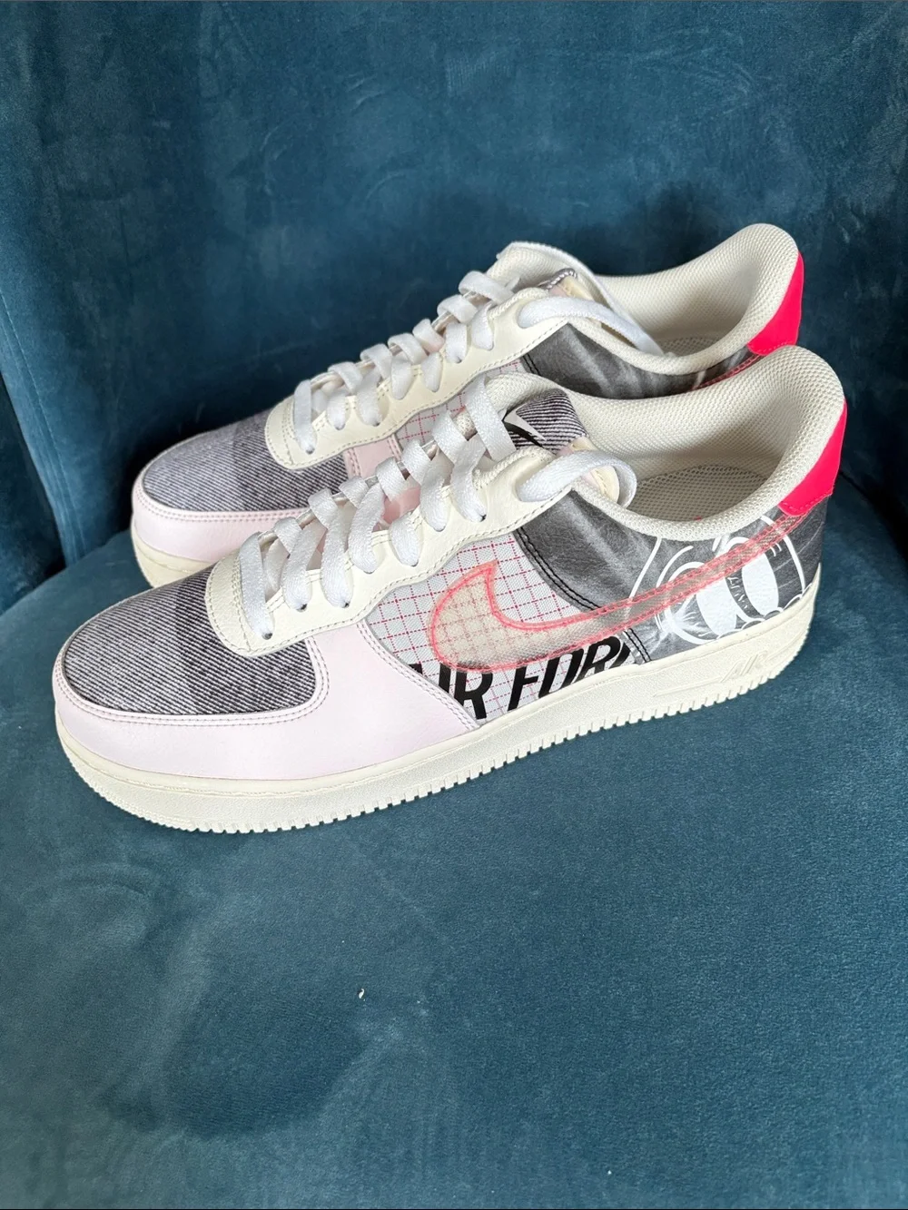Nike air force 1 Low-Top “Zine” in Pink, Gray & White with Neon Accent size 10